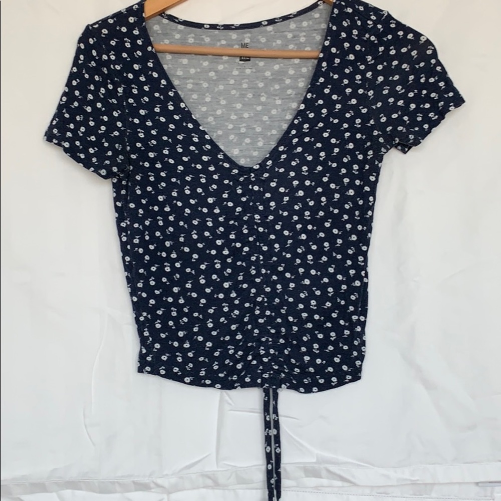 Flower Print sinched Crop Top